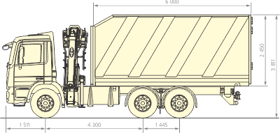 Ломовоз 33м3 на шасси Mercedes-Benz Actros 3336