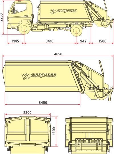 Мусоровоз задней загрузки R8 основной чертёж